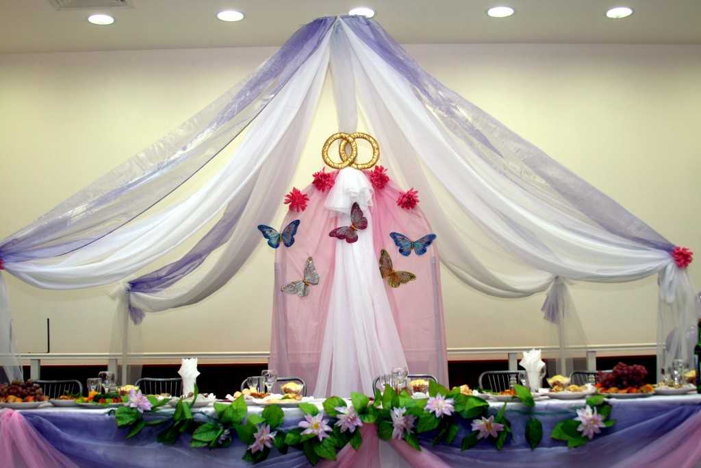 Оформление свадебного зала цветами (56 фото): украшение помещения на свадьбу живыми цветами и из бумаги