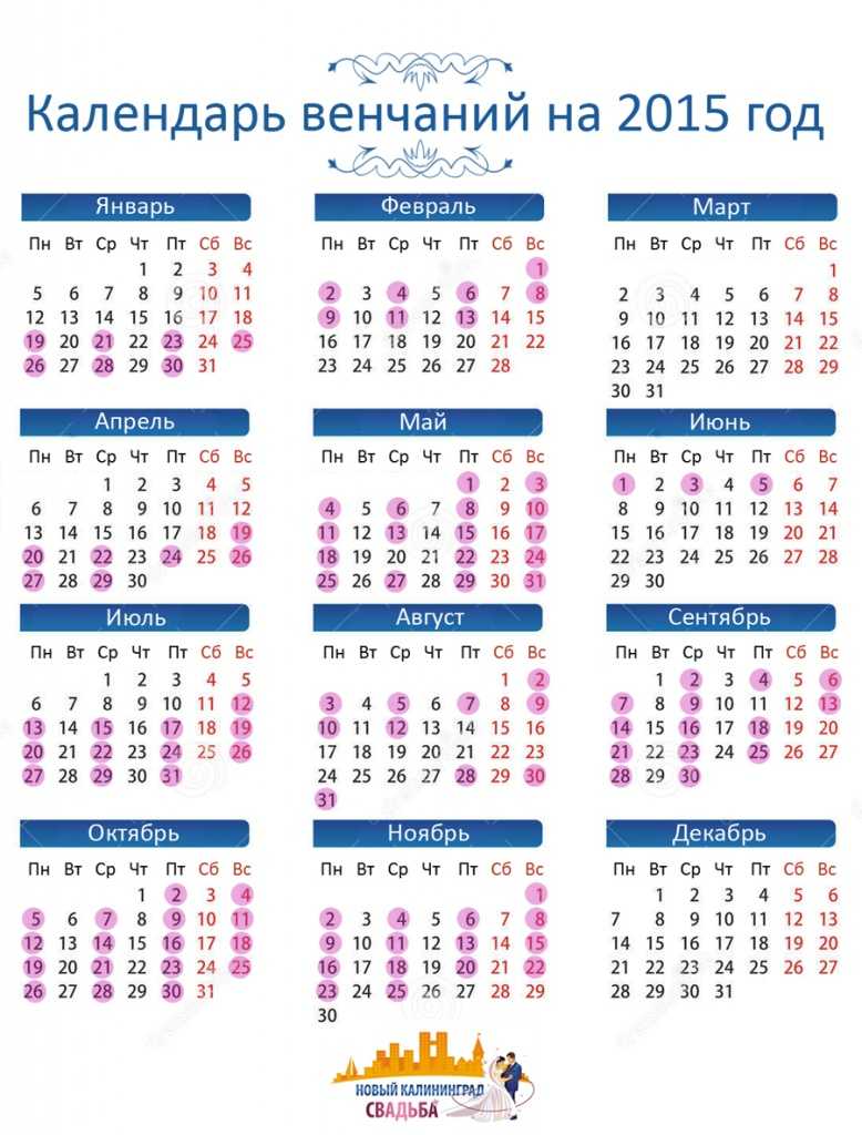 Календарь венчаний на 2020 год по дням и месяцам