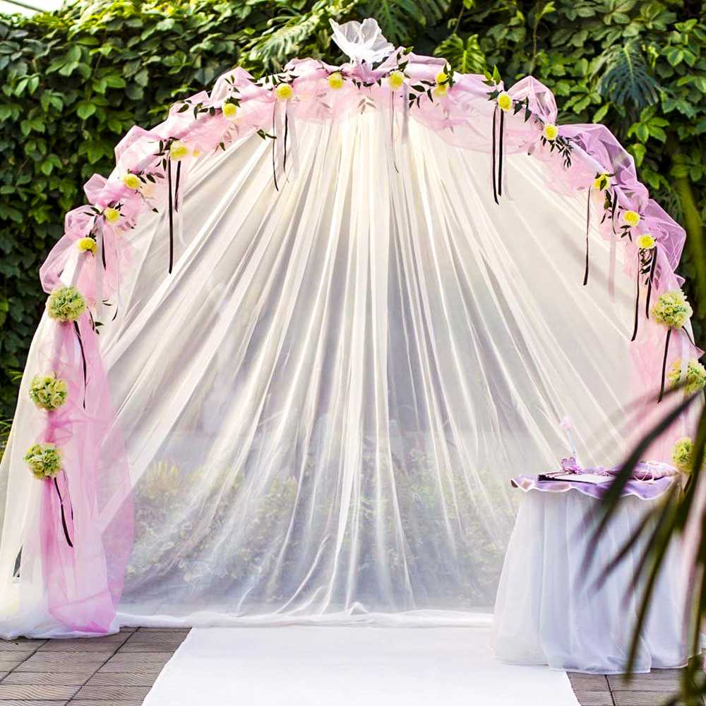 Свадебная арка для выездной регистрации: как своими руками украсить круглый и квадратный каркас цветочной тканью – пошаговая инструкция 2020 + фото необычных дизайнов