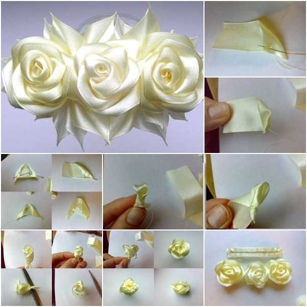 Мастер-класс цветы из ткани.   белая роза без специальных инструментов.  гофрированная.   | страна мастеров