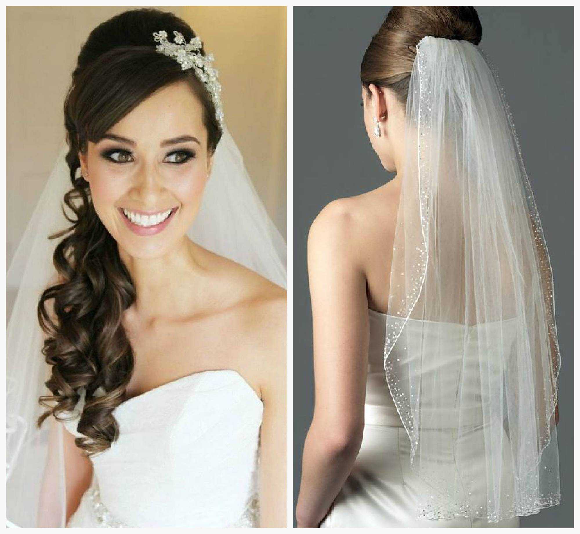 На фото красивые свадебные прически на длинные волосы с фатой шляпкой диадемой челкой а также на волосы средней длины Важность красиво уложенных волос под фатой в свадебном наряде