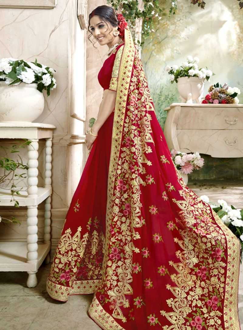 Индийское Сари красное свадебное