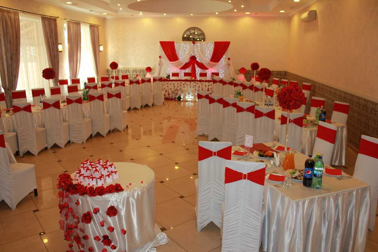 оформление зала на свадьбу красное