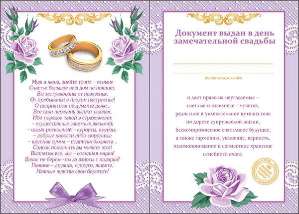 Золотая жена или право брачной клятвы. Грамота для молодоженов. Шуточные дипломы на свадьбу жениху и невесте.