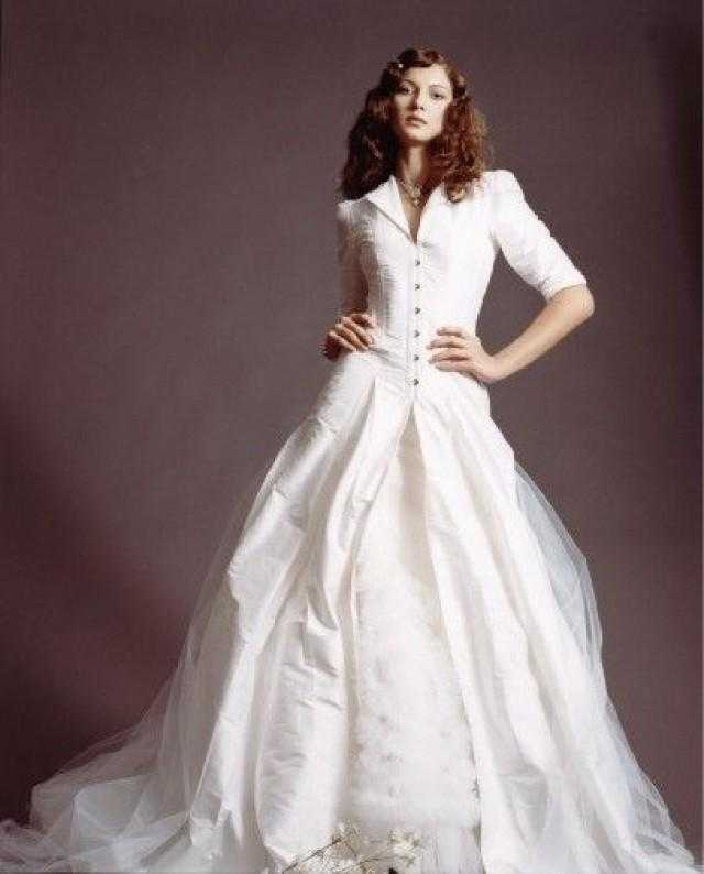 Свадебное платье из тафты: модели коротких и пышных
