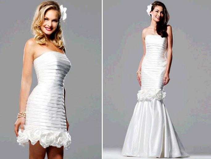 Свадебное платье-трансформер: с отстегивающейся юбкой, из длинного в короткое