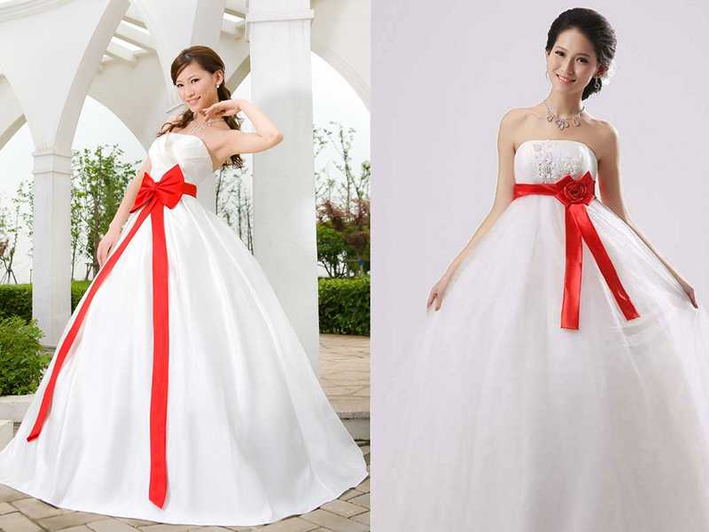 Платье с красным поясом. Свадебное платье с красным поясом. Свадебное платье белое с красным. Свадебное платье с красной лентой на поясе. Свадебные платья с лентой на талии.