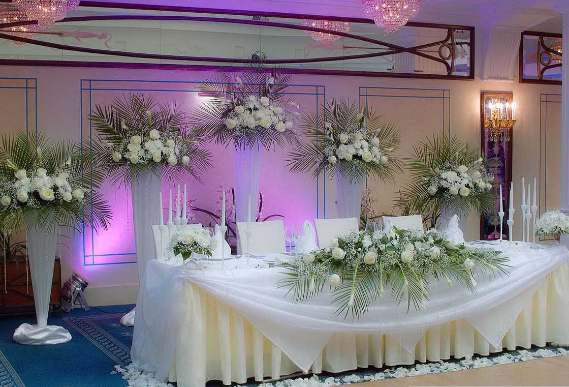 Примеры украшения зала на свадьбу с фото